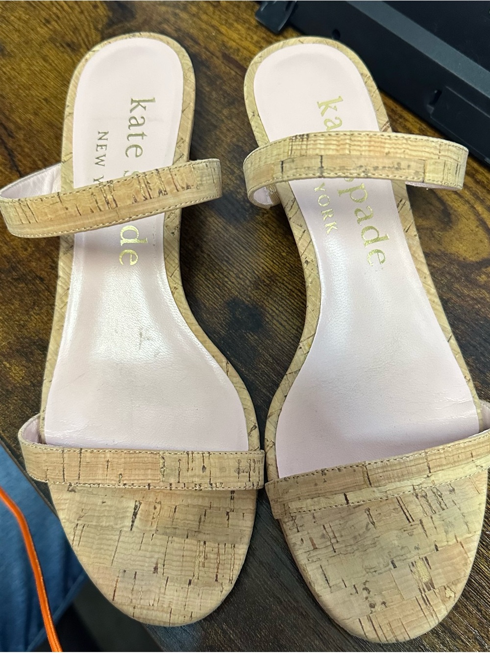 kate spade Cork Two-Strap Slide Sandals with Soft Pink Insole